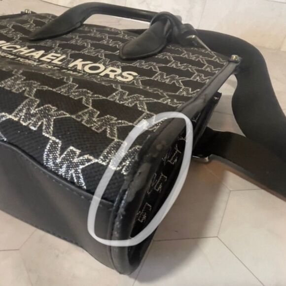 MICHAEL KORS MIRELLA BLACK MULTI METALLIC SM SHOPPER TZ XBODY - Picture 8 of 13